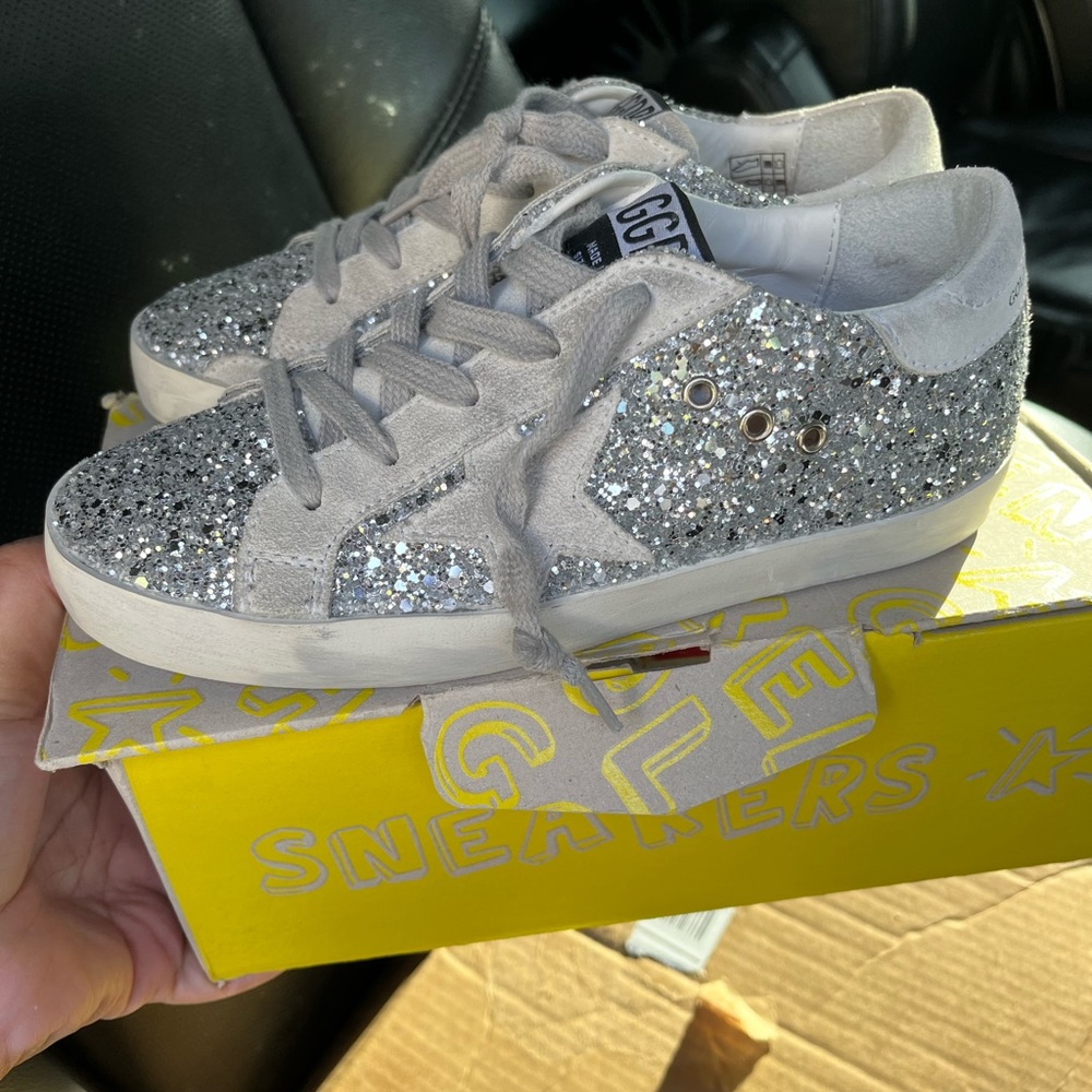 Kids Glitter Sneakers - Silver